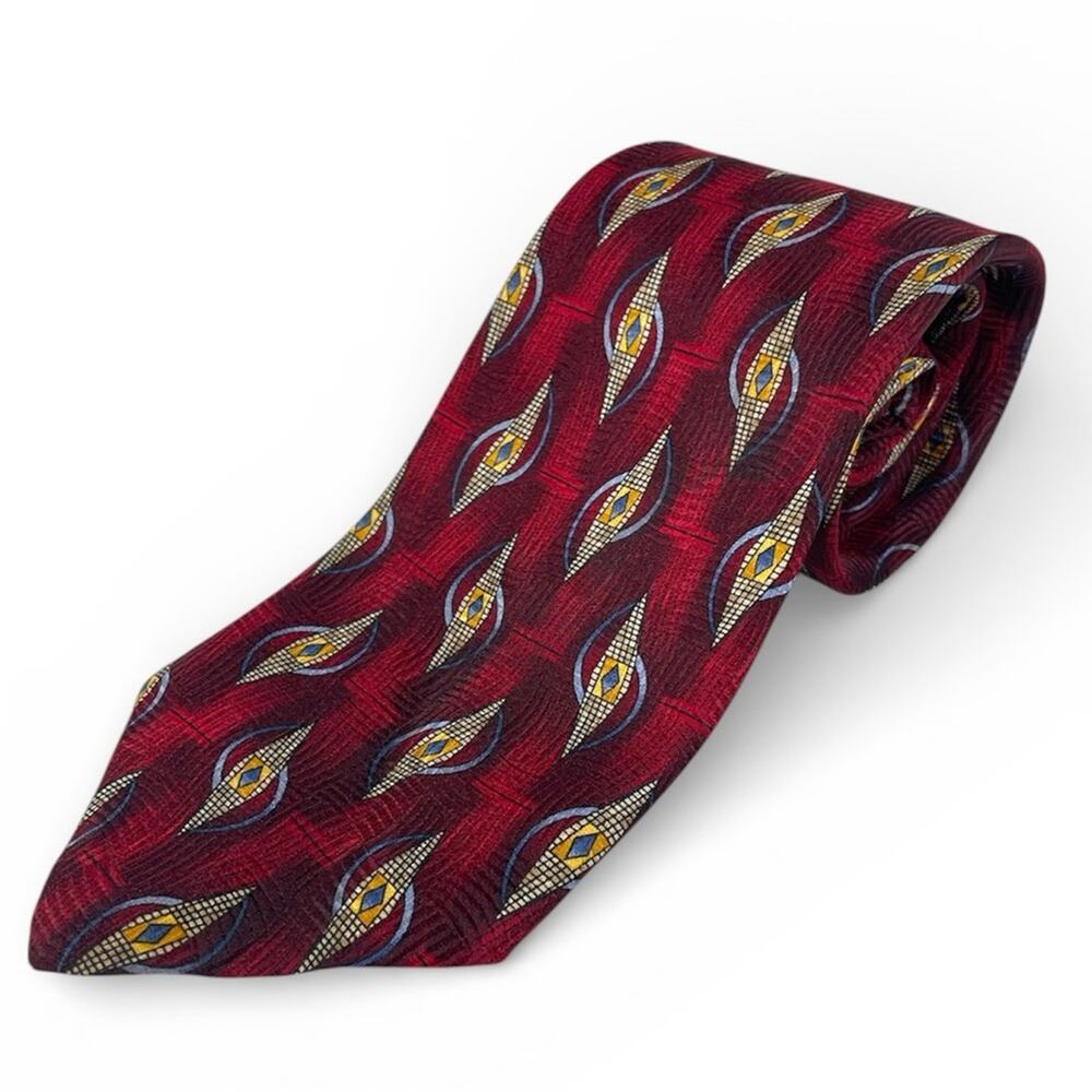 Robert Talbott fine silk Red Patterned Tie hand sewn Italy